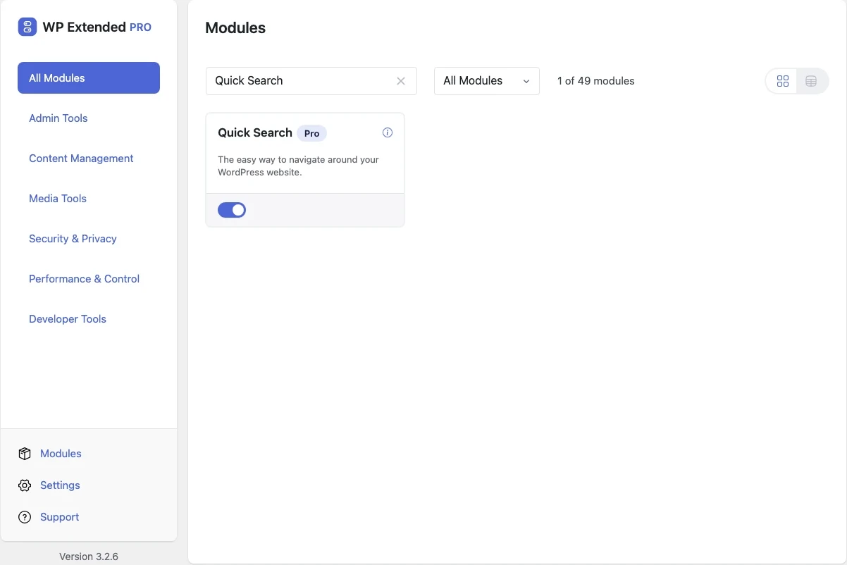 WP Extended | Modular WordPress Toolkit